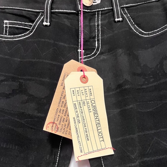 Current Elliott The Skinny Ankle Black Southwest Aztec Print Jeans Size 23 NEW - Picture 12 of 12